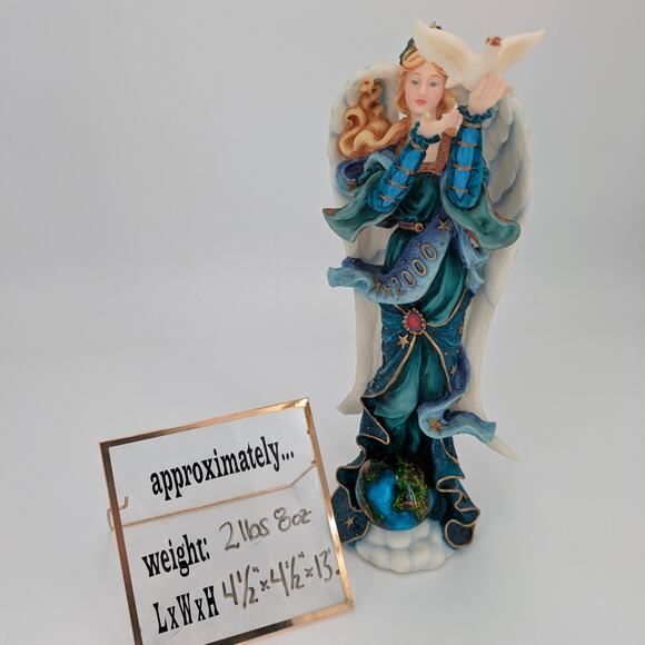 Lenox Angel Figurine Millennium Pencil Angel World Peace Globe Spiritual Dove - Picture 10 of 11